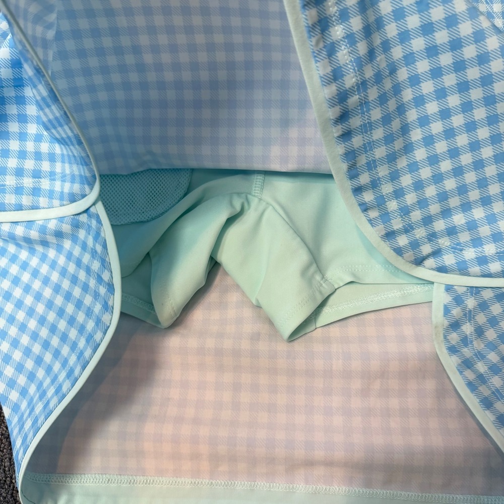 Lands End Blue Gingham Golf Skort Womens Tennis Pickleball Active Skirt Pockets - Picture 10 of 12